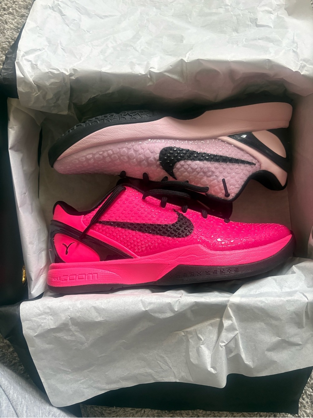 Nike Pink and Black Basketball Shoes